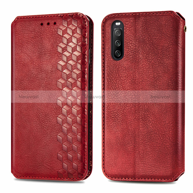 Leather Case Stands Flip Cover Holder S01D for Sony Xperia 10 III Lite Red