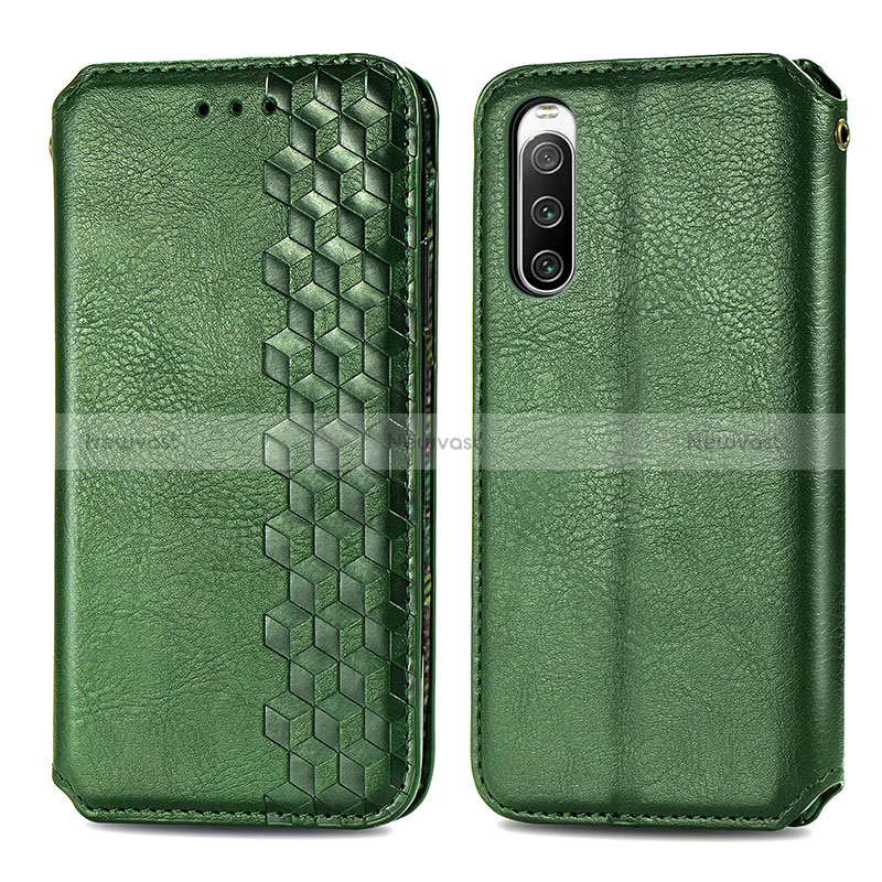 Leather Case Stands Flip Cover Holder S01D for Sony Xperia 10 IV SO-52C Green