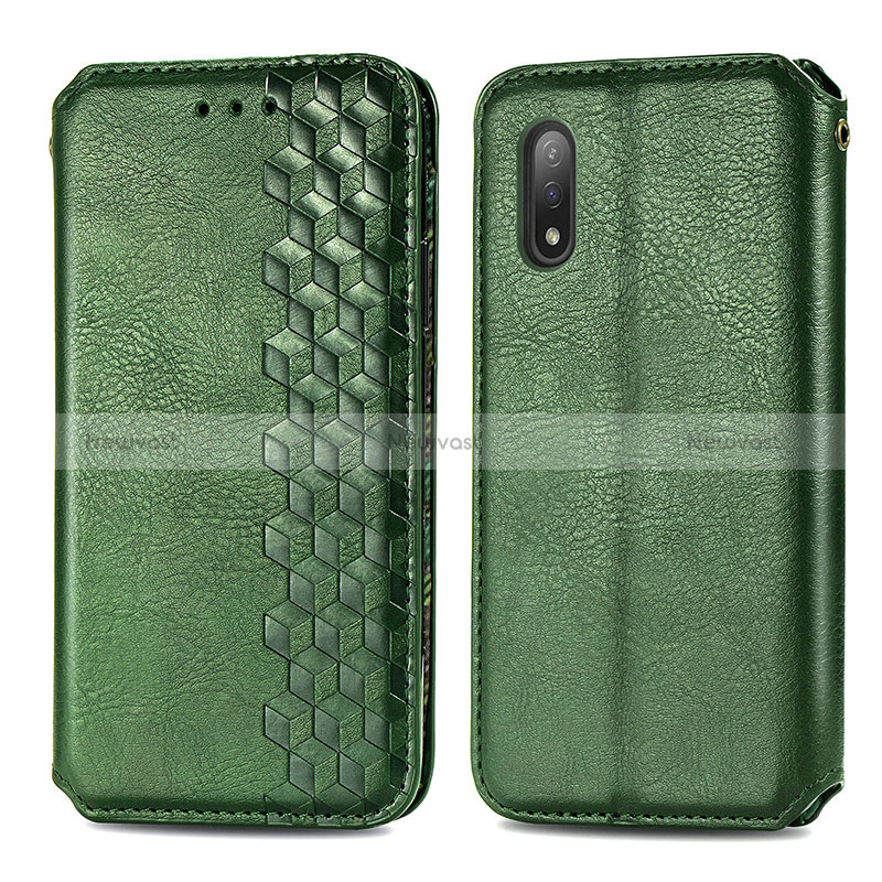 Leather Case Stands Flip Cover Holder S01D for Sony Xperia Ace II SO-41B Green