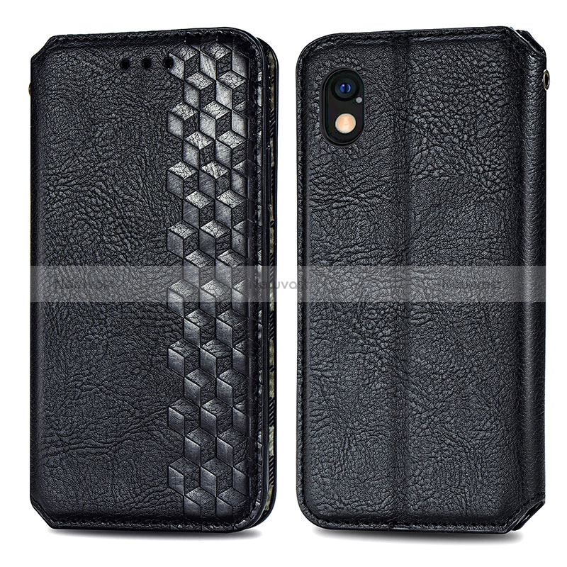 Leather Case Stands Flip Cover Holder S01D for Sony Xperia Ace III SOG08 Black