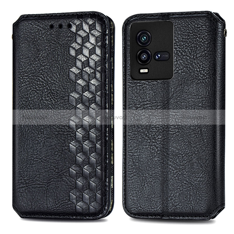 Leather Case Stands Flip Cover Holder S01D for Vivo iQOO 10 5G Black