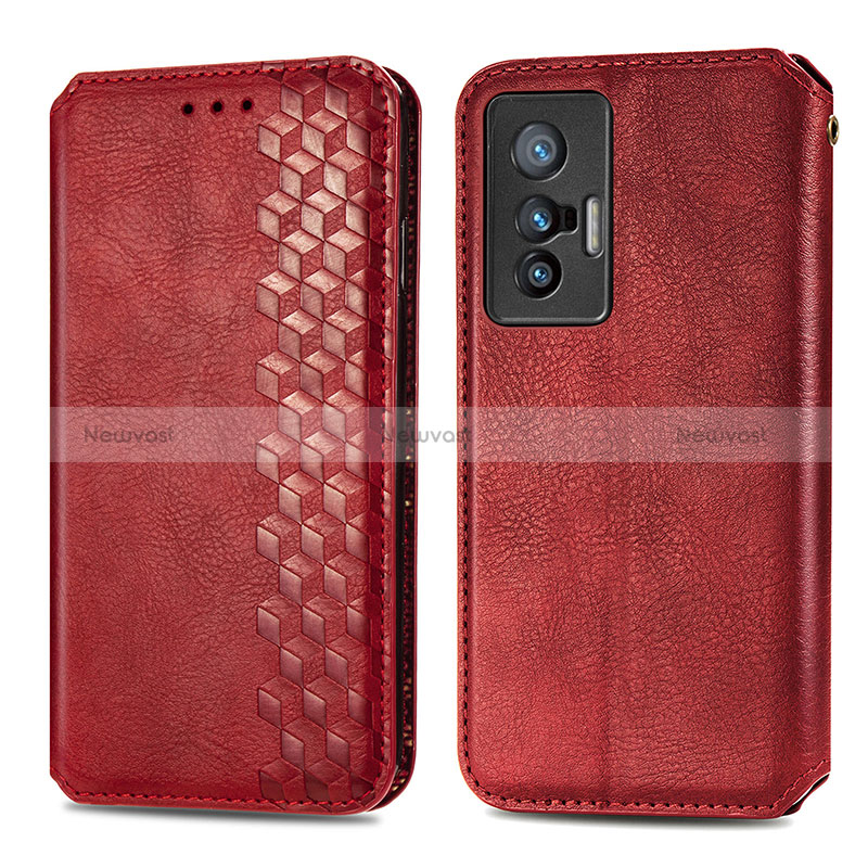 Leather Case Stands Flip Cover Holder S01D for Vivo X70t Red