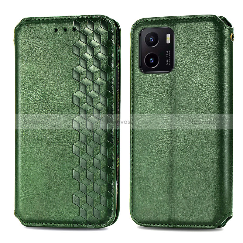 Leather Case Stands Flip Cover Holder S01D for Vivo Y01A Green