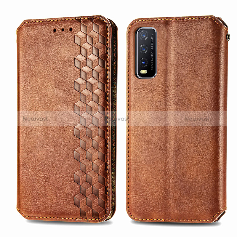 Leather Case Stands Flip Cover Holder S01D for Vivo Y12s (2021)