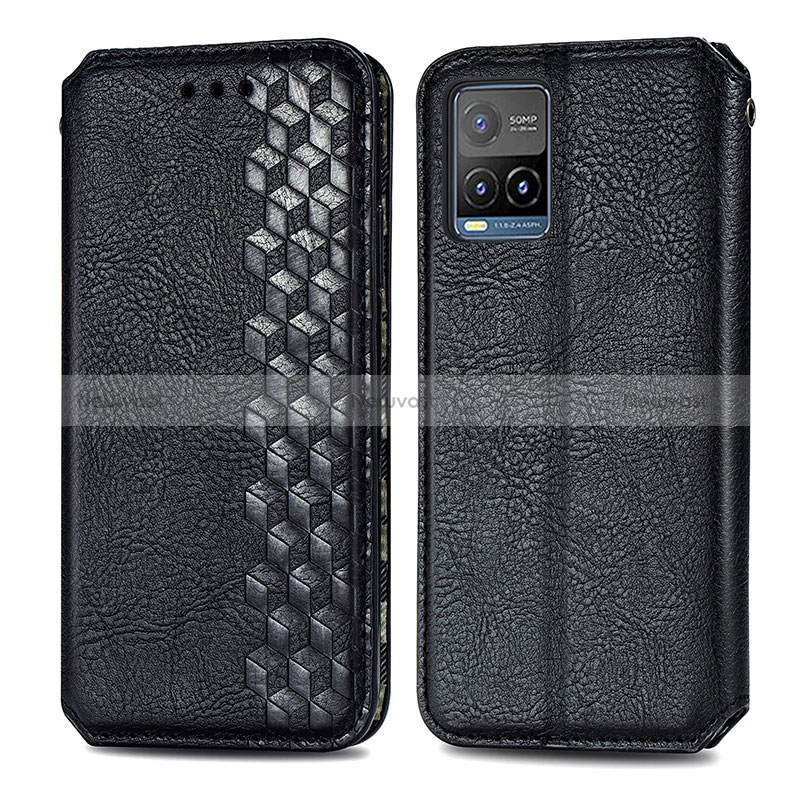 Leather Case Stands Flip Cover Holder S01D for Vivo Y32 4G Black