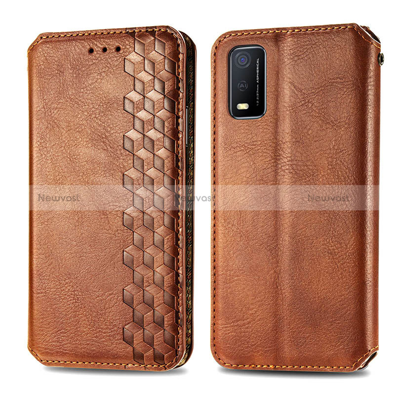 Leather Case Stands Flip Cover Holder S01D for Vivo Y3s (2021)