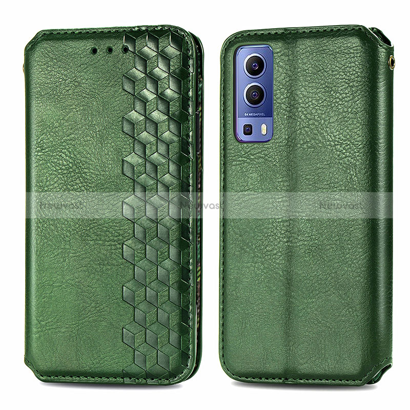 Leather Case Stands Flip Cover Holder S01D for Vivo Y52 5G Green