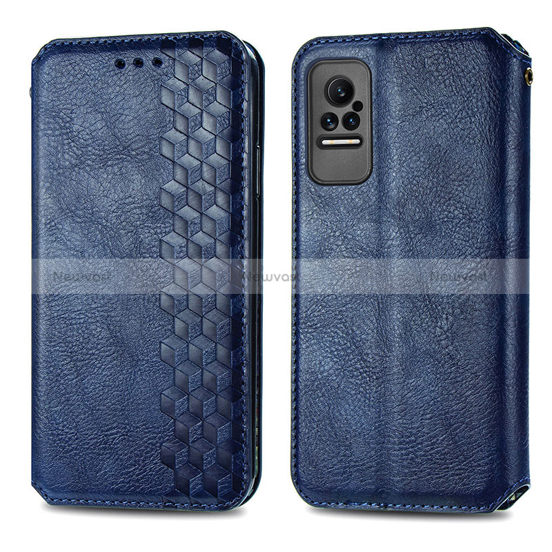 Leather Case Stands Flip Cover Holder S01D for Xiaomi Civi 1S 5G Blue