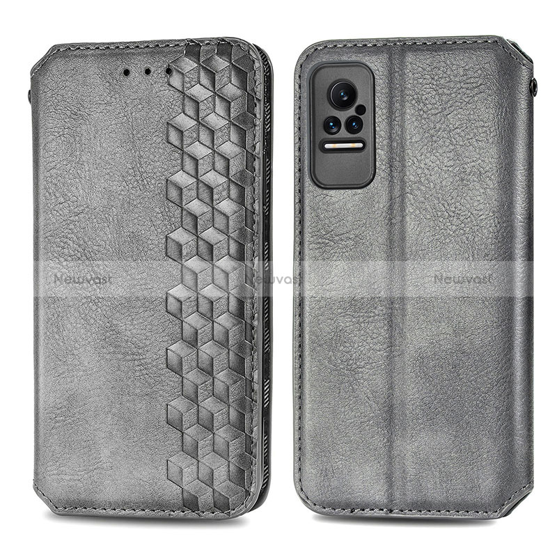 Leather Case Stands Flip Cover Holder S01D for Xiaomi Civi 1S 5G Gray