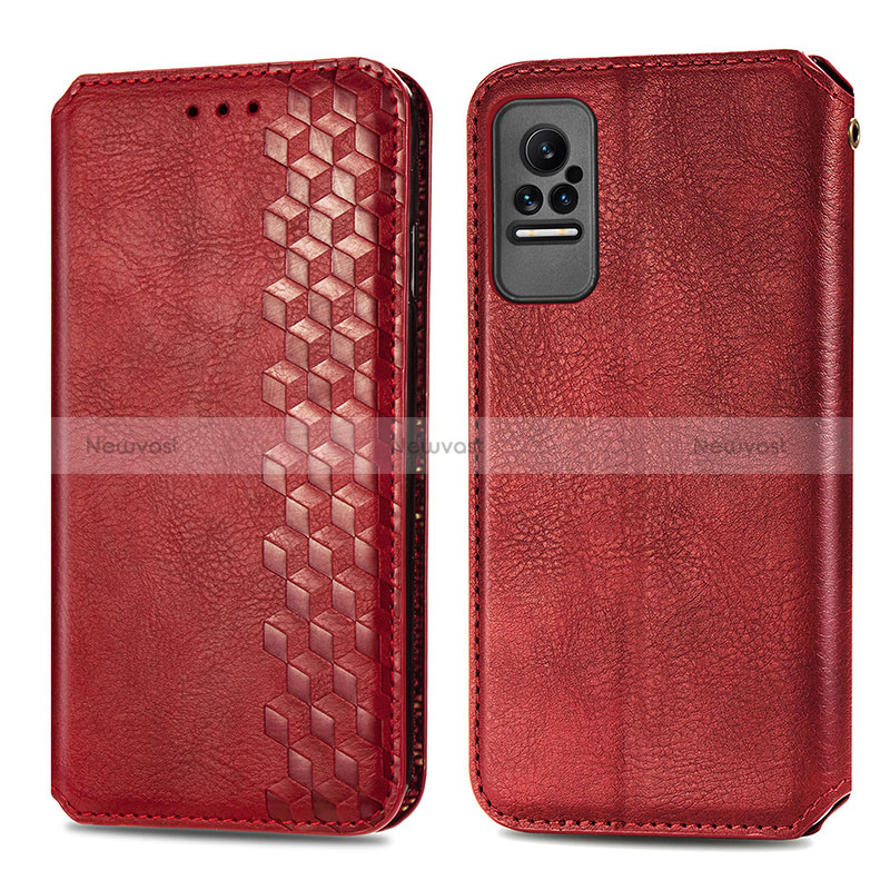 Leather Case Stands Flip Cover Holder S01D for Xiaomi Civi 1S 5G Red