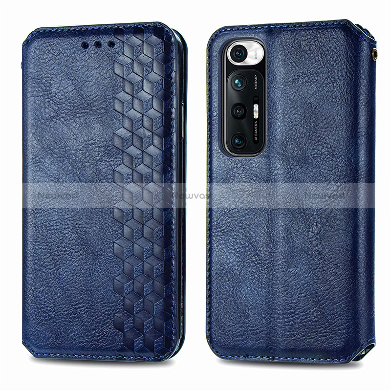 Leather Case Stands Flip Cover Holder S01D for Xiaomi Mi 10S 5G Blue