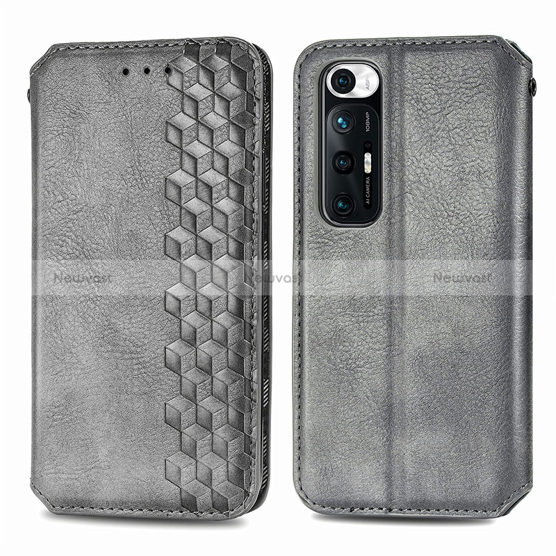 Leather Case Stands Flip Cover Holder S01D for Xiaomi Mi 10S 5G Gray