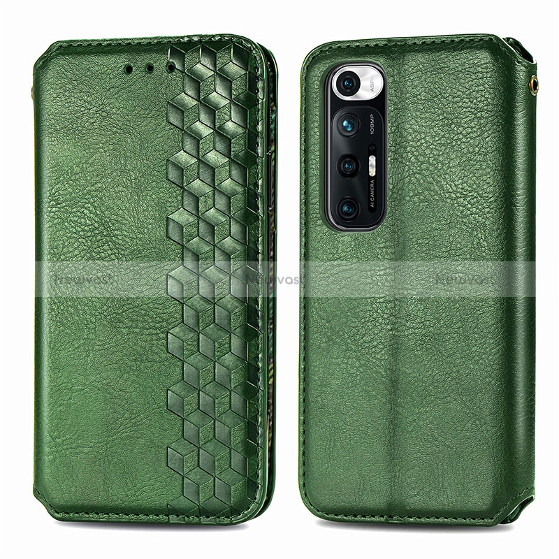 Leather Case Stands Flip Cover Holder S01D for Xiaomi Mi 10S 5G Green