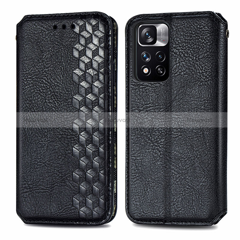 Leather Case Stands Flip Cover Holder S01D for Xiaomi Mi 11i 5G (2022) Black