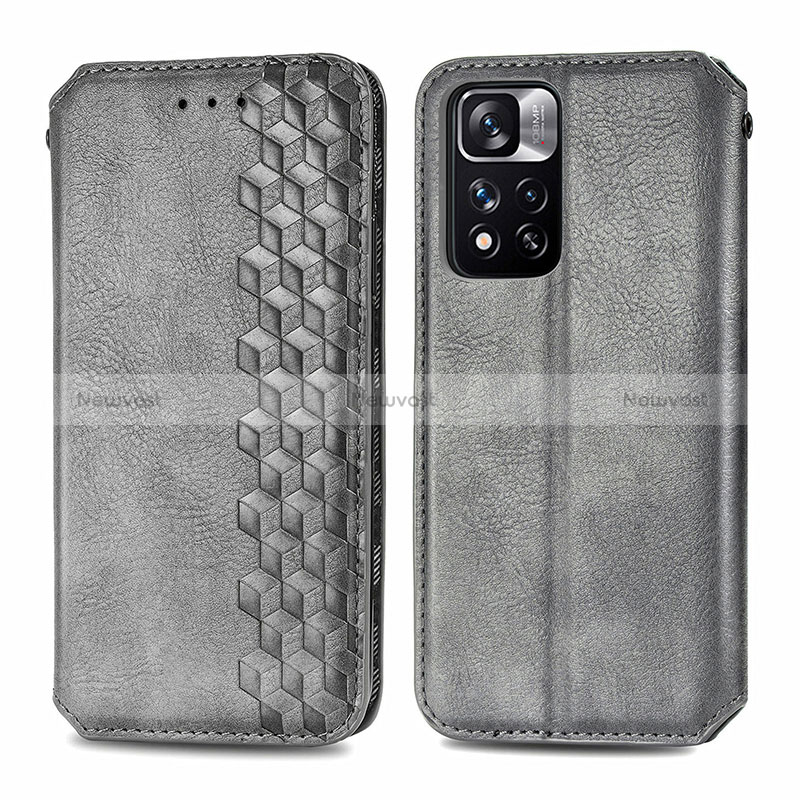 Leather Case Stands Flip Cover Holder S01D for Xiaomi Mi 11i 5G (2022) Gray