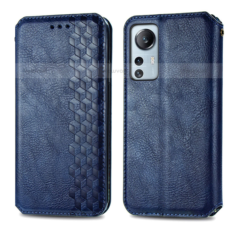 Leather Case Stands Flip Cover Holder S01D for Xiaomi Mi 12 Lite 5G Blue