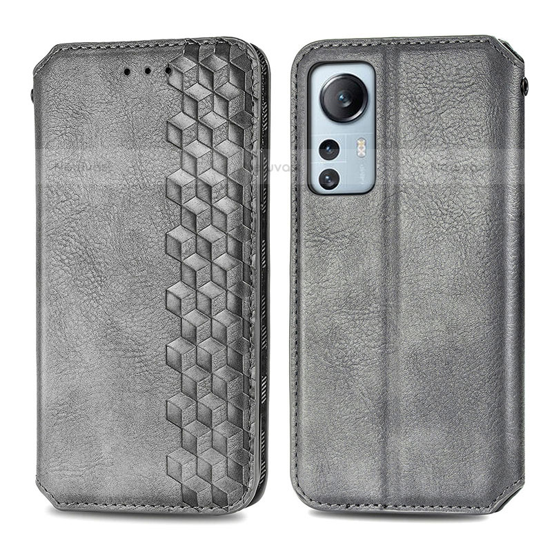 Leather Case Stands Flip Cover Holder S01D for Xiaomi Mi 12S 5G Gray