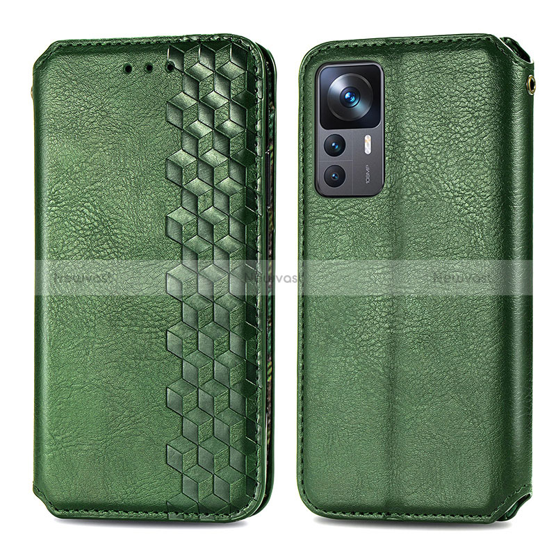 Leather Case Stands Flip Cover Holder S01D for Xiaomi Mi 12T Pro 5G Green