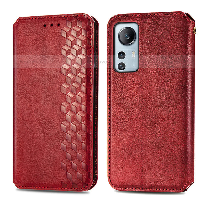 Leather Case Stands Flip Cover Holder S01D for Xiaomi Mi 12X 5G Red