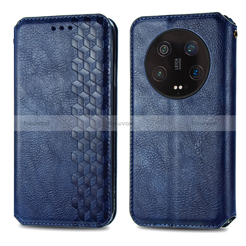 Leather Case Stands Flip Cover Holder S01D for Xiaomi Mi 13 Ultra 5G Blue