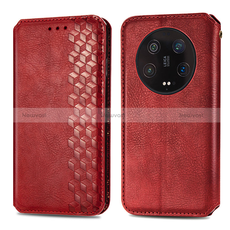 Leather Case Stands Flip Cover Holder S01D for Xiaomi Mi 13 Ultra 5G Red