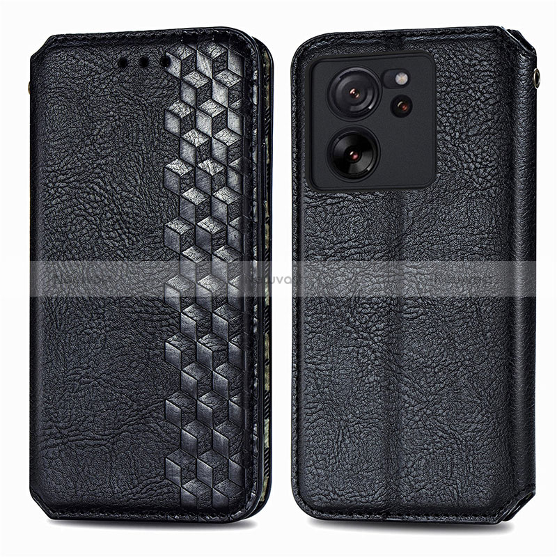 Leather Case Stands Flip Cover Holder S01D for Xiaomi Mi 13T 5G Black