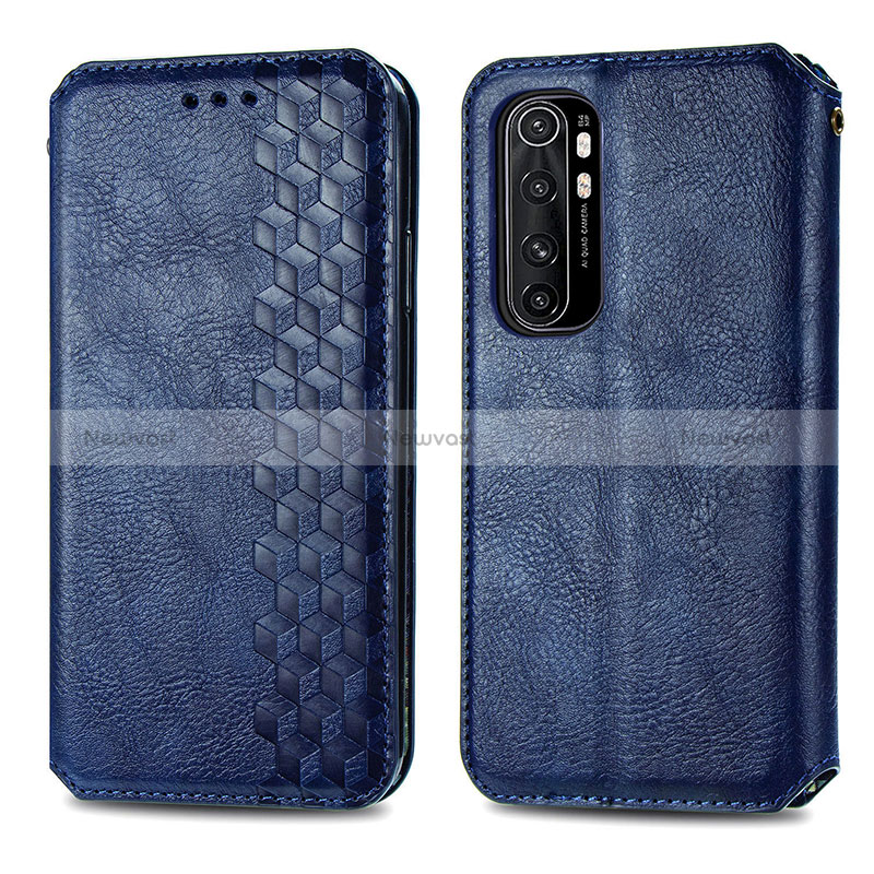 Leather Case Stands Flip Cover Holder S01D for Xiaomi Mi Note 10 Lite Blue