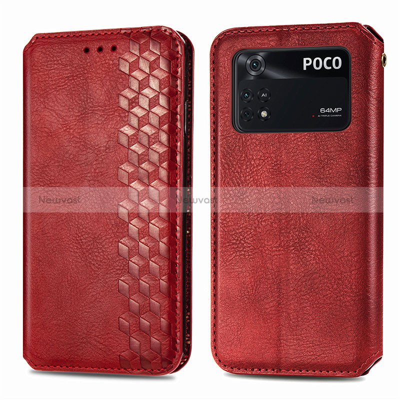 Leather Case Stands Flip Cover Holder S01D for Xiaomi Poco M4 Pro 4G