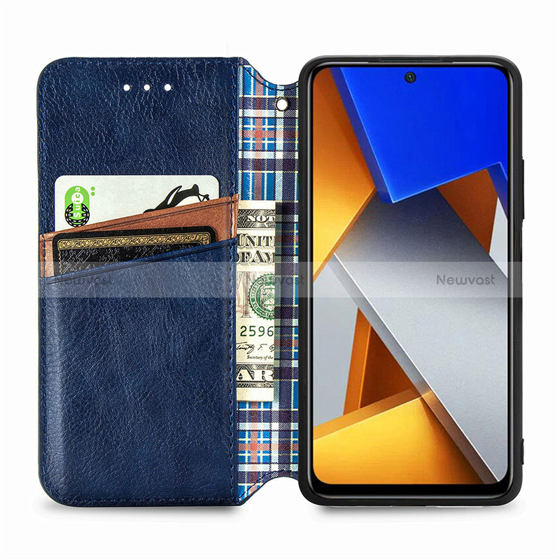 Leather Case Stands Flip Cover Holder S01D for Xiaomi Poco M4 Pro 4G