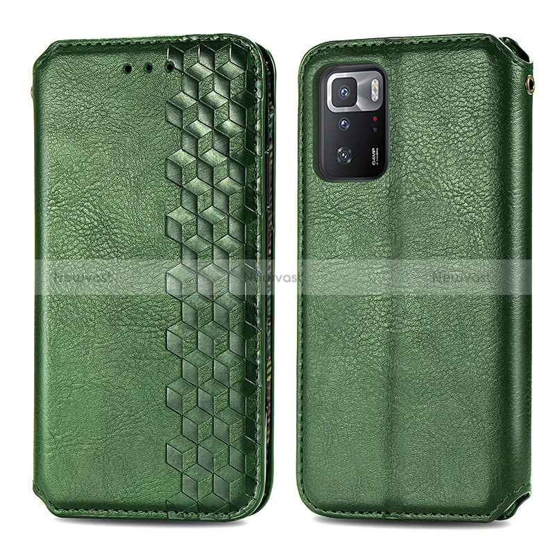 Leather Case Stands Flip Cover Holder S01D for Xiaomi Poco X3 GT 5G Green