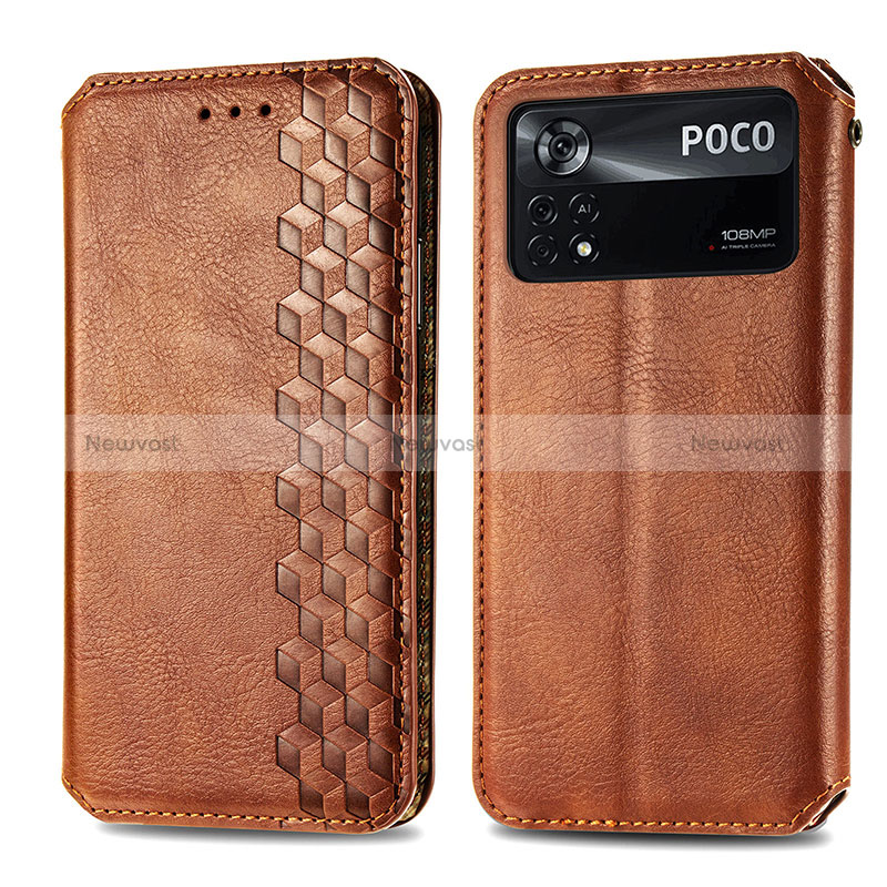 Leather Case Stands Flip Cover Holder S01D for Xiaomi Poco X4 Pro 5G