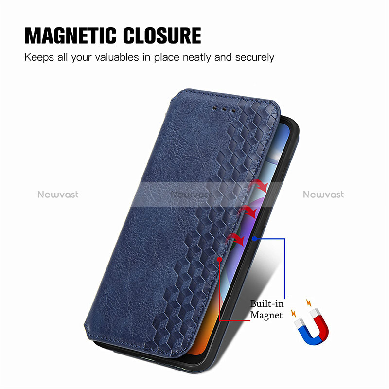 Leather Case Stands Flip Cover Holder S01D for Xiaomi Redmi 10C 4G