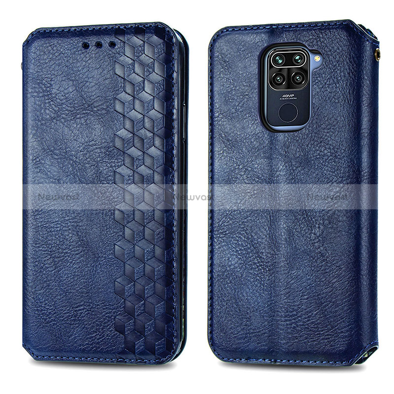 Leather Case Stands Flip Cover Holder S01D for Xiaomi Redmi 10X 4G Blue