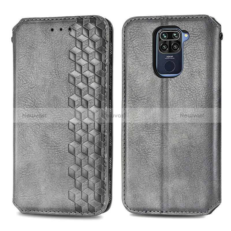 Leather Case Stands Flip Cover Holder S01D for Xiaomi Redmi 10X 4G Gray