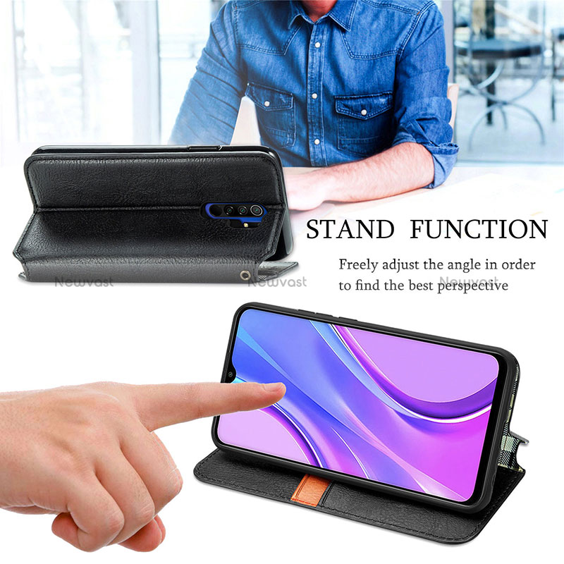 Leather Case Stands Flip Cover Holder S01D for Xiaomi Redmi 9 Prime India