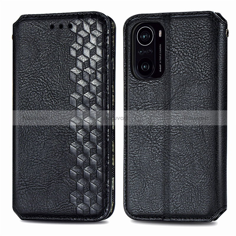 Leather Case Stands Flip Cover Holder S01D for Xiaomi Redmi K40 Pro 5G Black