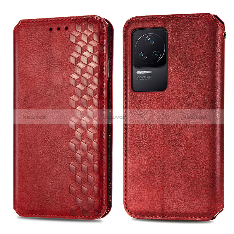 Leather Case Stands Flip Cover Holder S01D for Xiaomi Redmi K50 5G Red