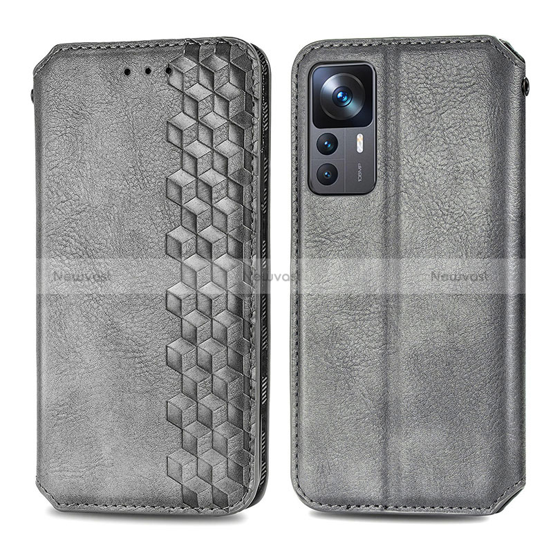 Leather Case Stands Flip Cover Holder S01D for Xiaomi Redmi K50 Ultra 5G Gray