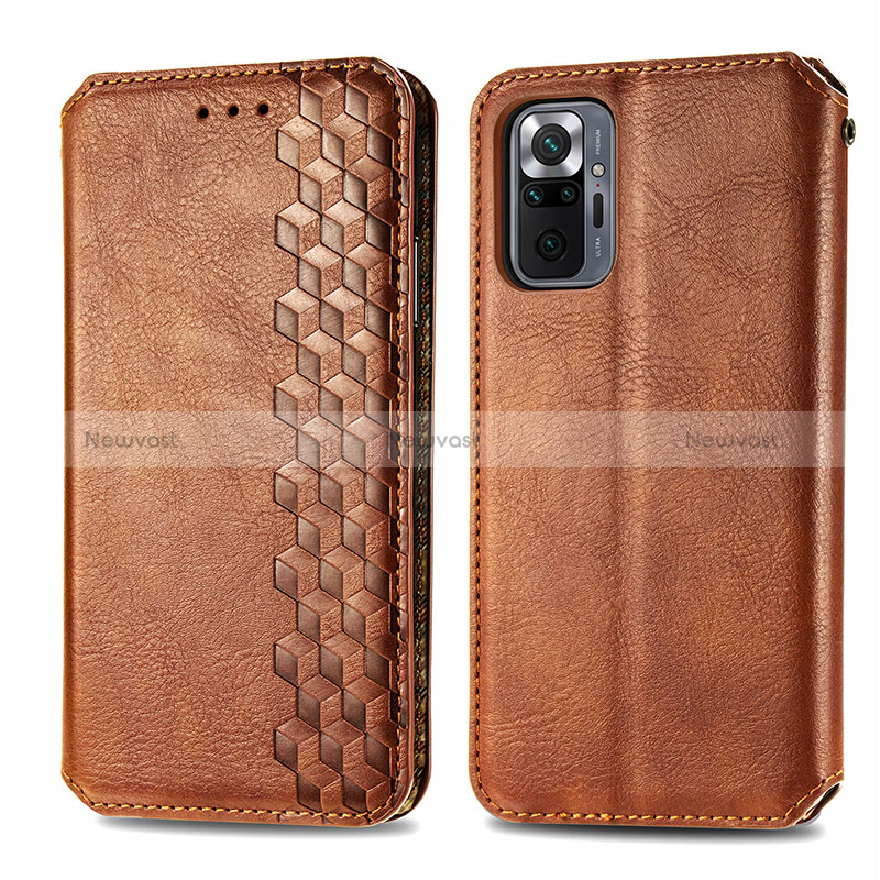 Leather Case Stands Flip Cover Holder S01D for Xiaomi Redmi Note 10 Pro 4G