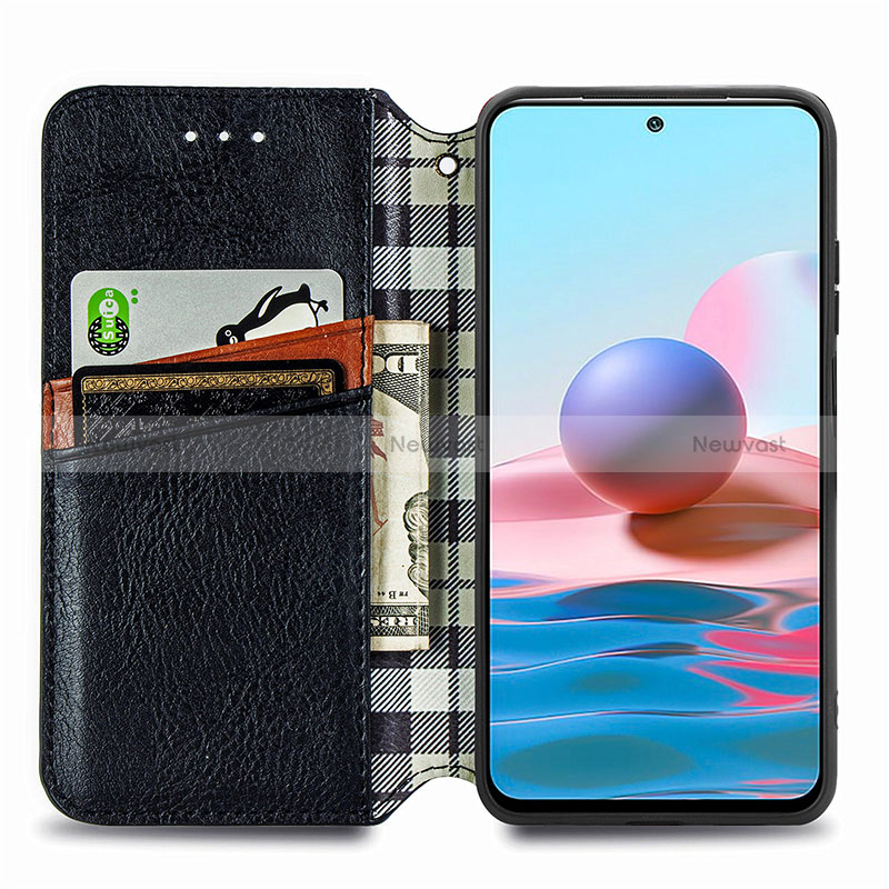 Leather Case Stands Flip Cover Holder S01D for Xiaomi Redmi Note 10S 4G