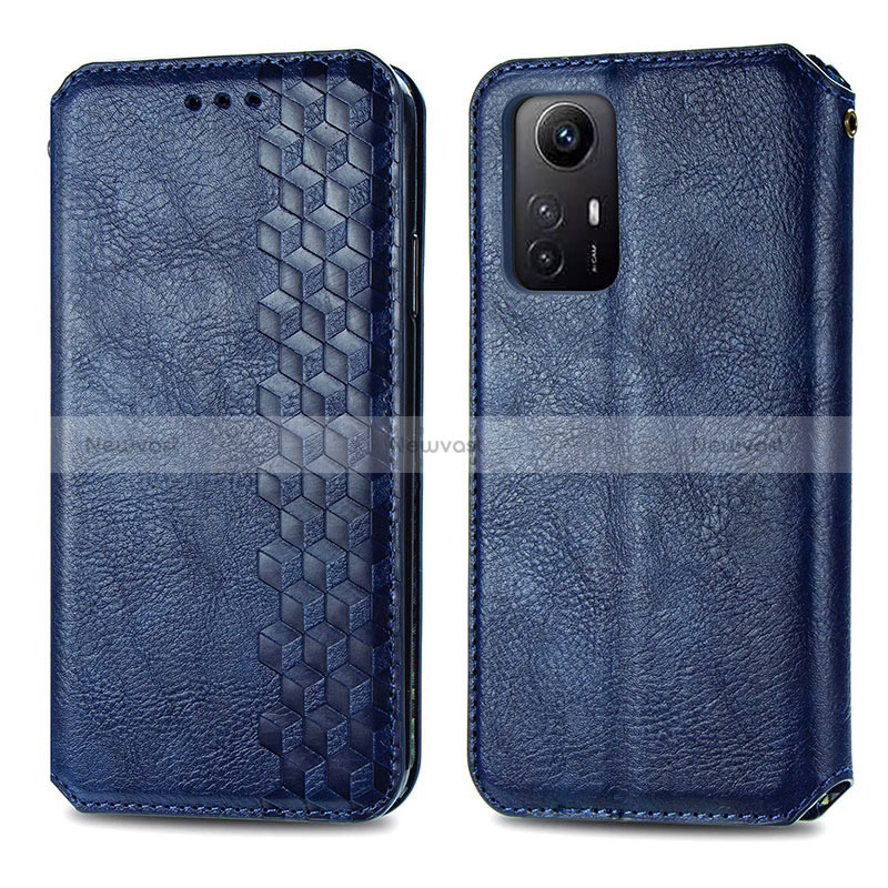 Leather Case Stands Flip Cover Holder S01D for Xiaomi Redmi Note 12S Blue