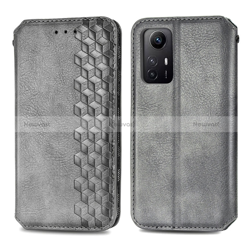 Leather Case Stands Flip Cover Holder S01D for Xiaomi Redmi Note 12S Gray