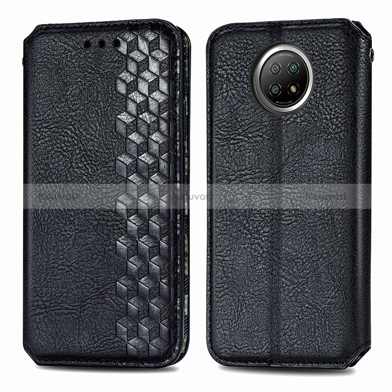 Leather Case Stands Flip Cover Holder S01D for Xiaomi Redmi Note 9T 5G Black
