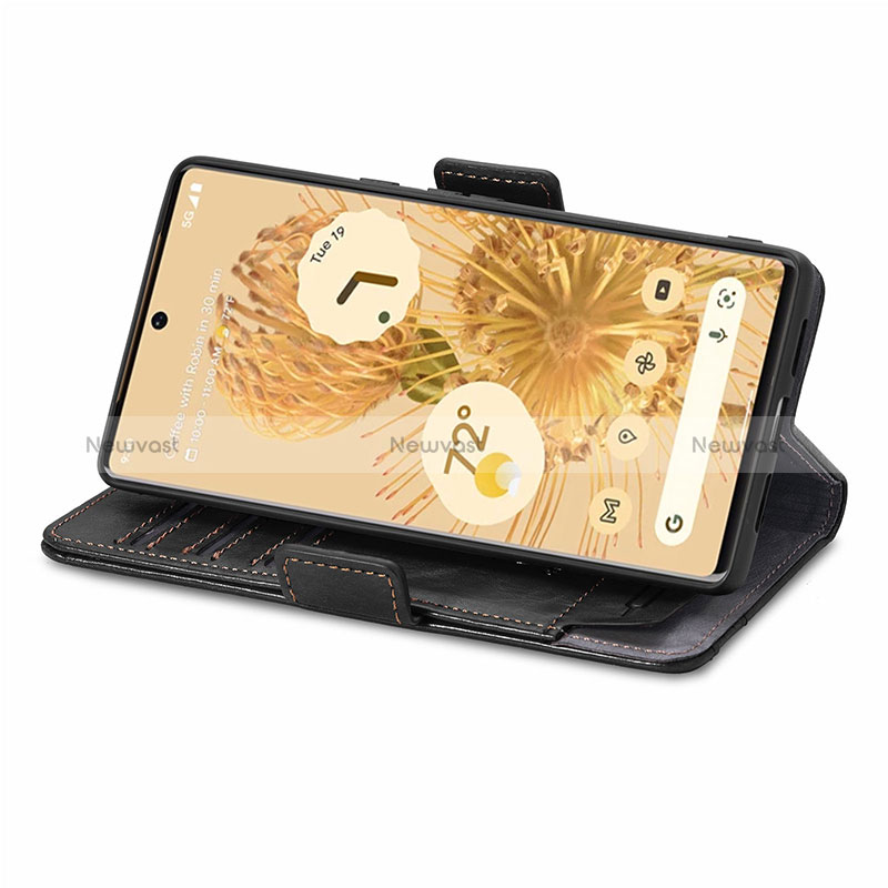 Leather Case Stands Flip Cover Holder S02D for Google Pixel 6 Pro 5G