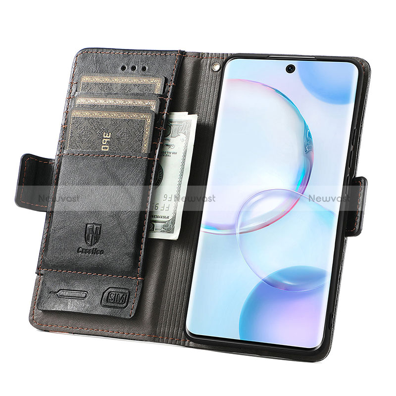 Leather Case Stands Flip Cover Holder S02D for Huawei Honor 50 5G