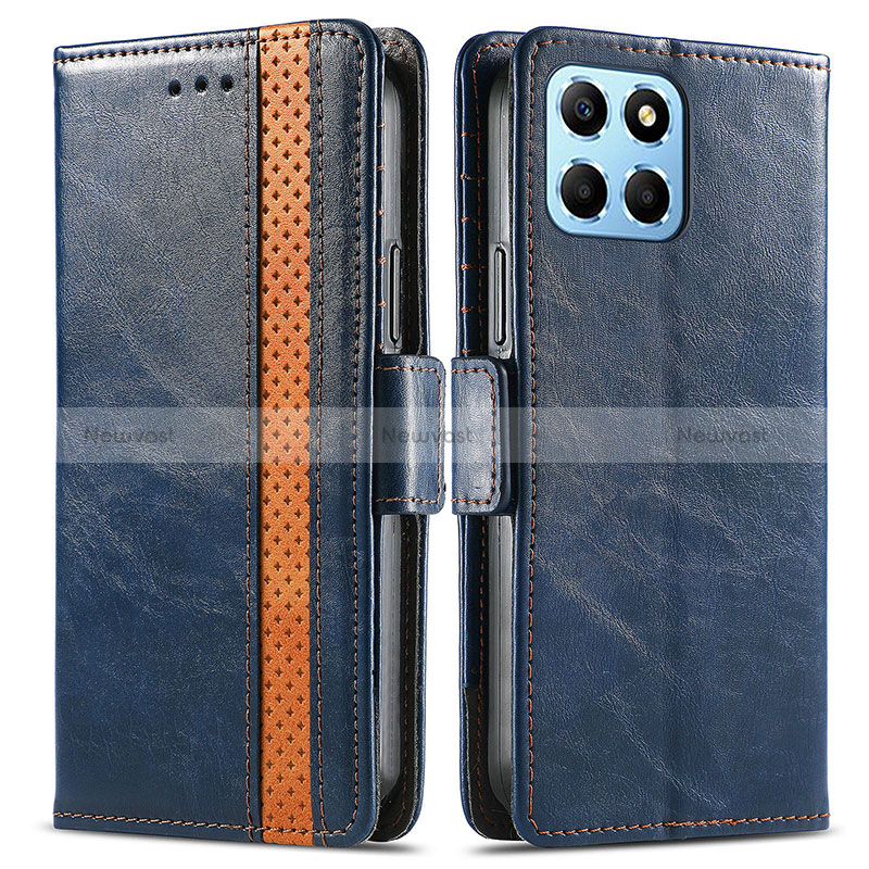 Leather Case Stands Flip Cover Holder S02D for Huawei Honor 70 Lite 5G Blue