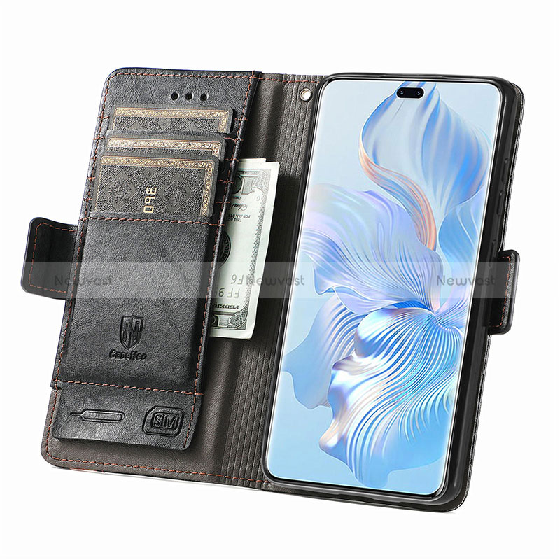 Leather Case Stands Flip Cover Holder S02D for Huawei Honor 80 Pro 5G