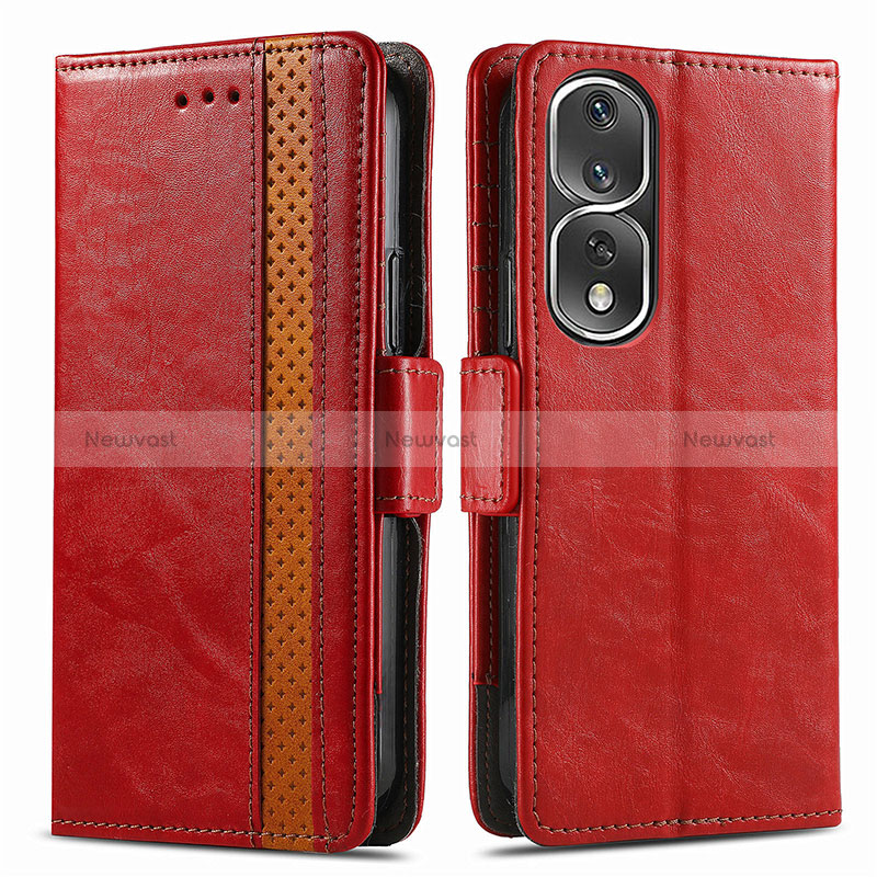 Leather Case Stands Flip Cover Holder S02D for Huawei Honor 80 Pro 5G Red