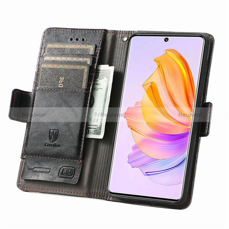 Leather Case Stands Flip Cover Holder S02D for Huawei Honor 80 SE 5G