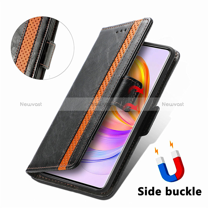 Leather Case Stands Flip Cover Holder S02D for Huawei Honor 80 SE 5G